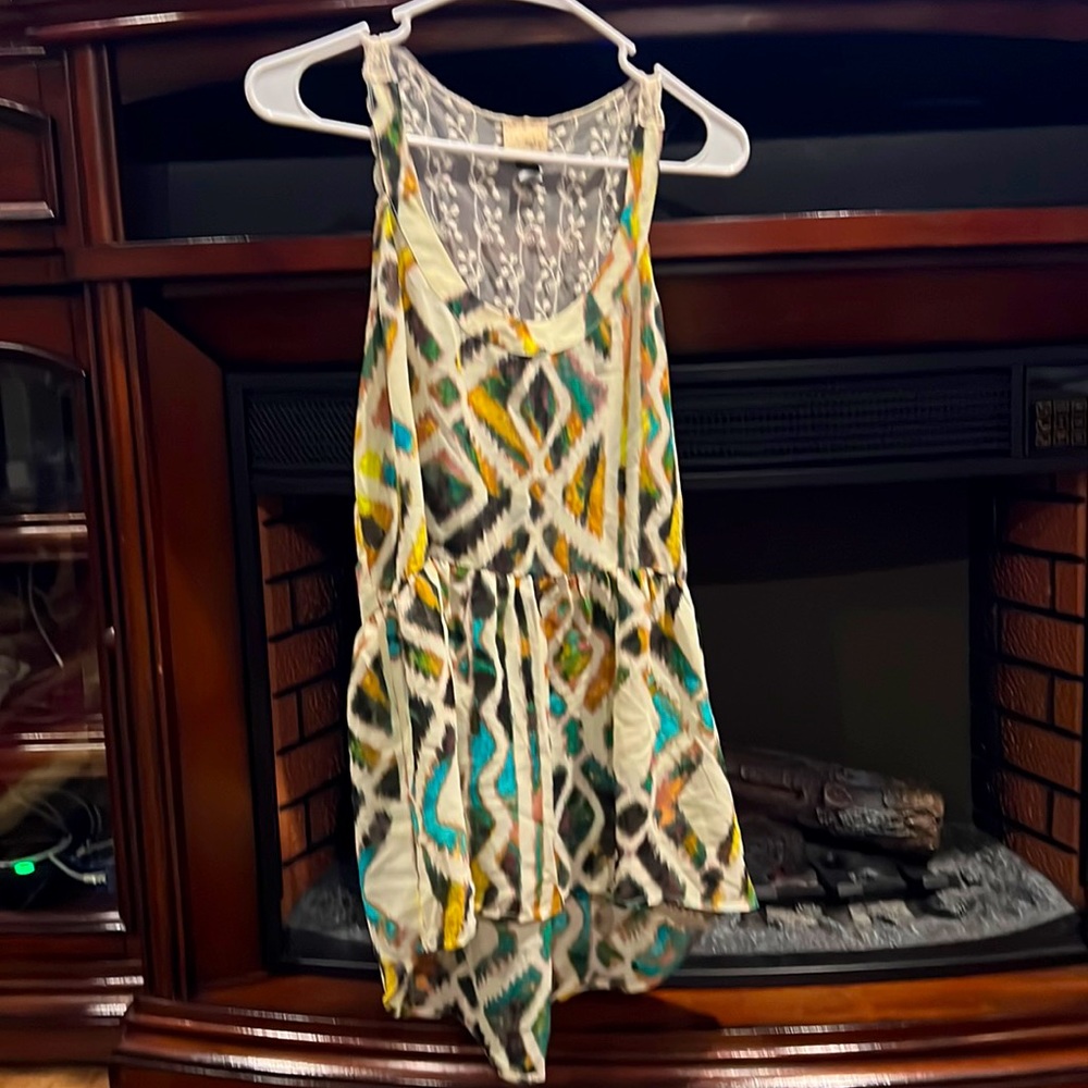 Daytrip Aztec print lace back tank top
